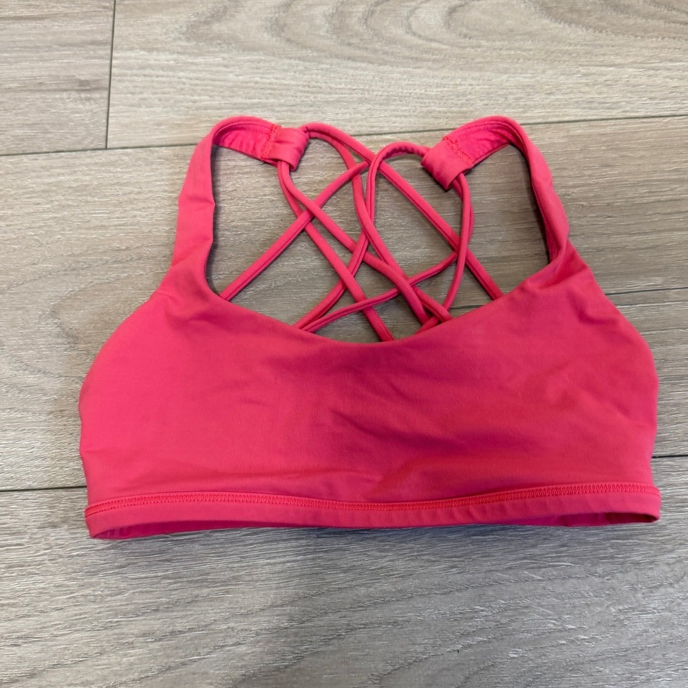 Lululemon Free To Be Bra Pink Strappy Back Sports Bra Size 2